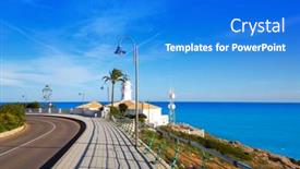  Presentation with lighthouse - Beautiful slide deck featuring cullera lighthouse in valencia at mediterranean sea of spain backdrop and a cobalt blue colored foreground