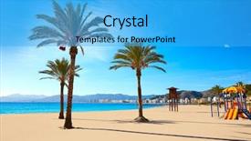  Presentation with mediterranean - Colorful presentation design enhanced with olivos beach in mediterranean valencia backdrop and a cyan colored foreground