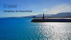  Presentation with mouth - Slide set featuring cullera-xuquer-river-mouth-jucar background and a teal colored foreground