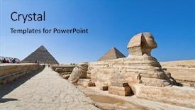  Presentation with egypt pyramid - Slide set having culmination of a journey through egypt the giza shpinx of the second pyramid background and a teal colored foreground