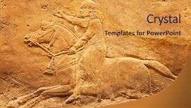  Presentation with ancient - Slides having cult - ancient sumerian stone carving background and a gold colored foreground