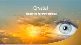  Presentation with clear - Slide set enhanced with cult - female clear eye on blue background and a  colored foreground