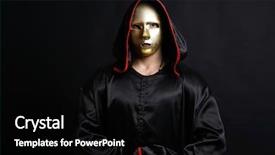  Presentation with mystical - Theme enhanced with cult - monk mystical mask background and a black colored foreground
