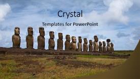  Presentation with blue line - Theme having cult america - easter island statues in line background and a light blue colored foreground