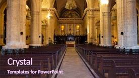  Presentation with religious - Slide set consisting of cult america - interior of the cathedral background and a tawny brown colored foreground