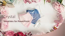  Presentation with masks - Audience pleasing presentation theme consisting of cultery-glasses-and-flowers-frame backdrop and a lemonade colored foreground