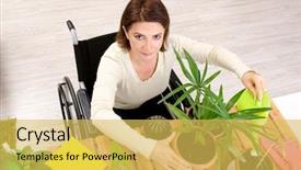  Presentation with wheelchair - Cool new slide set with cultivated - woman in wheelchair cultivating houseplants backdrop and a  colored foreground