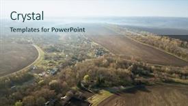  Presentation with pov - Presentation theme with cultivated field from drone pov background and a sky blue colored foreground