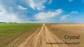  Presentation with rural road - Colorful presentation theme enhanced with scene country road under blue backdrop and a coral colored foreground
