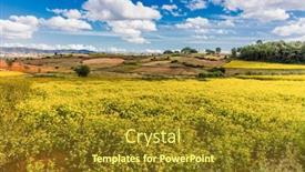  Presentation with land - Beautiful presentation theme featuring cultivated-land-fields-landscaped-near backdrop and a tawny brown colored foreground