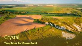  Presentation with bird eye view - Presentation theme featuring cultivated-land-of-countryside-area background and a tawny brown colored foreground