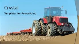  Presentation with agriculture field - Beautiful presentation theme featuring cultivation agriculture works at field backdrop and a light blue colored foreground
