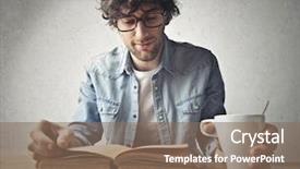  Presentation with old story book - Amazing slide deck having cultural competence - young man reading an old backdrop and a  colored foreground