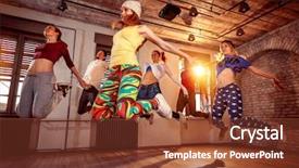  Presentation with group of people praying to god - Cool new PPT layouts with cultural fit - group of dancer people jumping backdrop and a tawny brown colored foreground