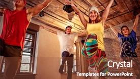  Presentation with professional training - Slide deck with cultural fit - group of professional dancer training background and a tawny brown colored foreground