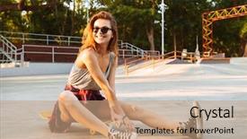  Presentation with park - Amazing slide deck having cultural fit - happy young girl sitting backdrop and a coral colored foreground