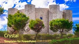  Presentation with octagon in italy - Presentation design featuring cultural sites - unique octagonal castle castel del background and a tawny brown colored foreground