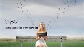  Presentation with park - Cool new presentation theme with cultural studies - young woman sitting backdrop and a light gray colored foreground