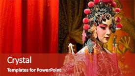  Presentation with opera - Beautiful slide deck featuring culture - chinese opera dummy and red backdrop and a crimson colored foreground