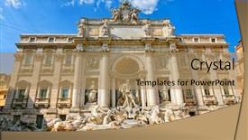  Presentation with aqua - Presentation theme having aqua culture - famous trevi's fountain national monument background and a coral colored foreground