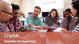  Presentation with meeting table - Audience pleasing slide set consisting of culture - group of designers having meeting backdrop and a coral colored foreground