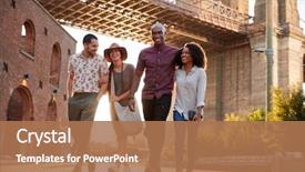  Presentation with brooklyn - Presentation design consisting of culture - group of friends walking background and a coral colored foreground