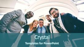  Presentation with business culture - Cool new PPT theme with culture - group of successful business people backdrop and a ocean colored foreground