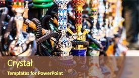  Presentation with hookah - Presentation design enhanced with culture - hookah in souvenir shop background and a tawny brown colored foreground