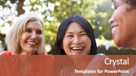  Presentation with mature masked female surgeon - Colorful PPT theme enhanced with culture - mature female friends socializing backdrop and a red colored foreground