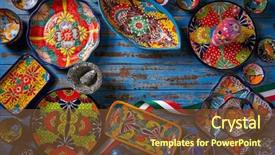  Presentation with mexico - Audience pleasing theme consisting of culture - mexican pottery talavera style backdrop and a tawny brown colored foreground