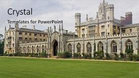  Presentation with university building - Slides featuring building school culture - new court st john's college background and a light gray colored foreground