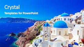  Presentation with traditional culture - Cool new theme with culture - oia town on santorini island backdrop and a gray colored foreground