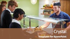  Presentation with served - PPT layouts with culture - teenage students being served meal background and a red colored foreground