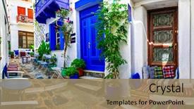  Presentation with traditional culture - Presentation theme with culture - traditional narrow streets with cute background and a coral colored foreground