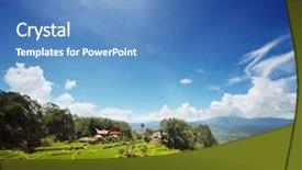  Presentation with green homes - Slide deck enhanced with indonesia culture - wooden traditional toraja's homes background and a teal colored foreground