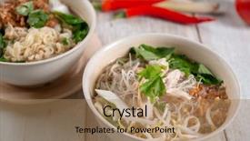  Presentation with asian culture - PPT theme with culture divers - asian soup noodles with chicken background and a coral colored foreground