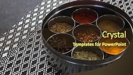  Presentation with container - PPT layouts featuring culture divers - close-up of various spices background and a tawny brown colored foreground
