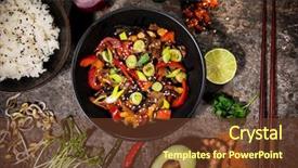  Presentation with asian culture - Colorful PPT theme enhanced with culture divers - szechuan beef asian food background backdrop and a tawny brown colored foreground