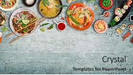  Presentation with asian culture - Amazing presentation theme having culture divers - various of asian meals backdrop and a light gray colored foreground