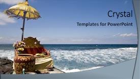  Presentation with ocean - Presentation theme having culture indonesia - ocean shrine background and a teal colored foreground