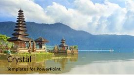  Presentation with indonesia - PPT theme enhanced with culture indonesia - pura ulun danu temple background and a gold colored foreground