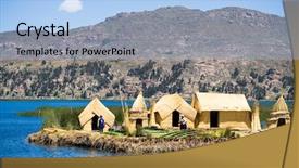  Presentation with floating - Cool new presentation with culture latin america - uros floating islands lake titicaca backdrop and a light blue colored foreground