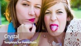  Presentation with festival - Amazing PPT theme having music poster - festival people facial expression backdrop and a tawny brown colored foreground