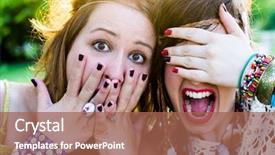  Presentation with festival - PPT theme with festival people facial expression background and a coral colored foreground