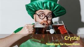  Presentation with funny cow on cow farm - Cool new presentation design with funny man in st patriks backdrop and a tawny brown colored foreground