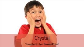  Presentation with pure white - Presentation theme featuring culture shock - scared young boy on pure background and a red colored foreground