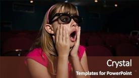  Presentation with movie theater - Theme enhanced with time taken - surprised girl wearing 3d glasses background and a tawny brown colored foreground