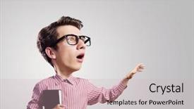  Presentation with funny - Cool new presentation theme with culture shock - young funny man in glasses backdrop and a soft green colored foreground