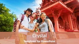  Presentation with asia culture - Cool new slides with culture southeast asia - group of friends in front backdrop and a coral colored foreground