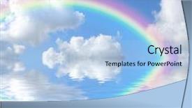  Presentation with sky rainbow - Cool new presentation theme with cumulus clouds and a rainbow backdrop and a light blue colored foreground
